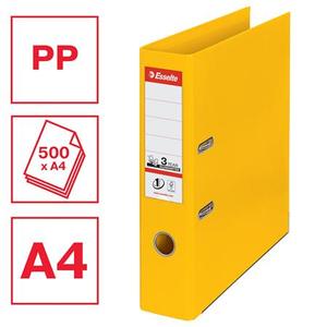 Iratrendező A4, 75 mm, ESSELTE No.1 Standard, PP/PP, élvédős, sárga