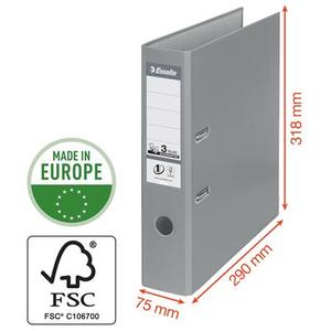 Iratrendező A4, 75 mm, ESSELTE No.1 Standard, PP/PP, élvédős, szürke