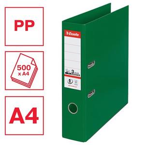 Iratrendező A4, 75 mm, ESSELTE No.1 Standard, PP/PP, élvédős, zöld