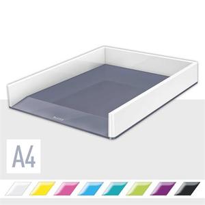 Irattálca A4, műanyag, LEITZ Wow, kettős színhatású, fehér-szürke
