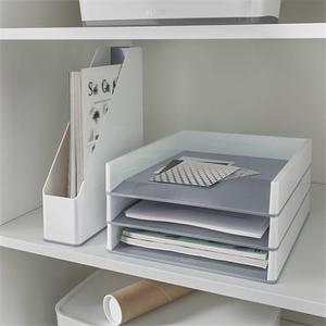 Irattálca A4, műanyag, LEITZ Wow, kettős színhatású, fehér-szürke