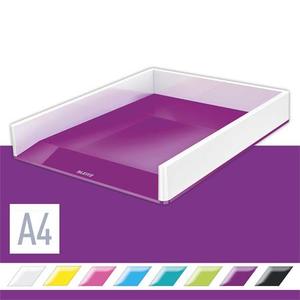 Irattálca A4, műanyag, LEITZ Wow, kettős színhatású, fehér-lila