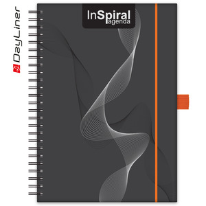Agenda A5, havi, DAYLINER InSpiral, tervezőnaptár, fekete-narancs