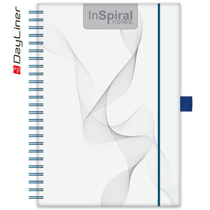 Agenda A5, havi, DAYLINER InSpiral, tervezőnaptár, fehér-kék