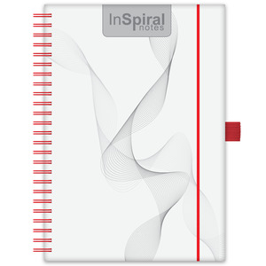Agenda A5, havi, DAYLINER InSpiral, tervezőnaptár, fehér-piros
