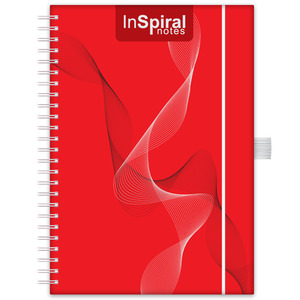 Agenda A5, havi, DAYLINER InSpiral, tervezőnaptár, piros-fehér