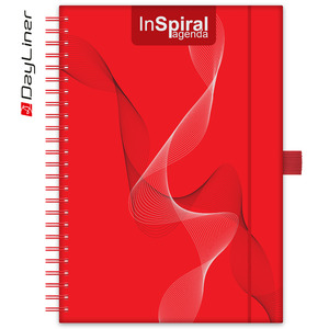 Agenda A5, havi, DAYLINER InSpiral, tervezőnaptár, piros-piros