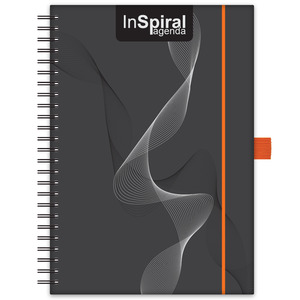Agenda A5, heti, DAYLINER InSpiral, fekete-narancs
