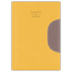 Agenda A5, heti, MEMPHIS, + tárgyalási napló, sárga-szürke