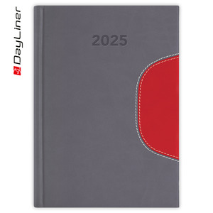 Agenda B6, heti, DAYLINER Memphis, szürke-piros
