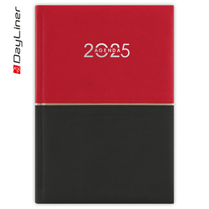 Agenda A5, napi, DAYLINER Contrast, piros-fekete