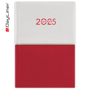 Agenda A5, napi, DAYLINER Contrast, fehér-piros