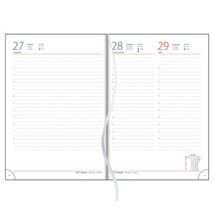 Agenda A5 FLEX napi piros napi, fehér belív, 150x210mm, 352 oldal,