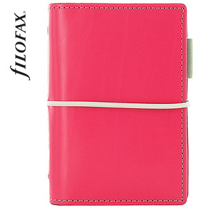 Filofax Domino Mini, bőrhatású műbőr, 96x125 mm, pink