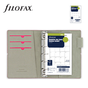 Filofax Domino Mini, bőrhatású műbőr, 96x125 mm, pink