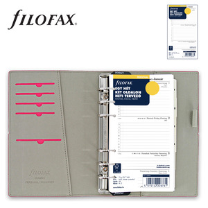 Filofax Domino Personal, bőrhatású műbőr, 137x190 mm, pink