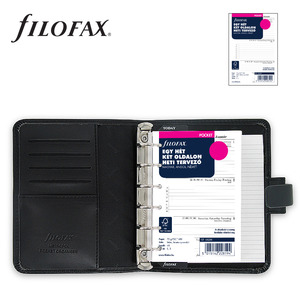 Filofax Metropol Pocket fekete selymes bőrhatású borító, 118x145mm, 6gy