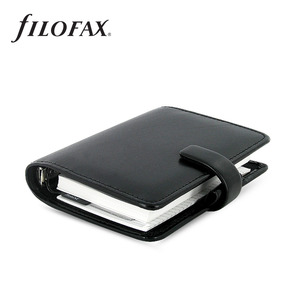 Filofax Metropol Pocket fekete selymes bőrhatású borító, 118x145mm, 6gy
