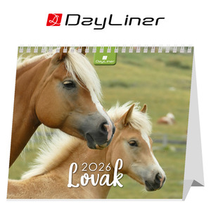 Asztali naptár, LOVAK, álló, spirálos, 15x13 cm, 13 kép