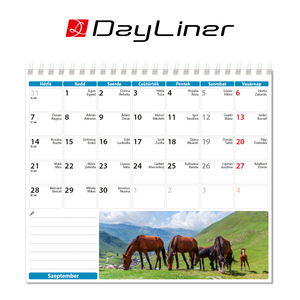 Asztali naptár, LOVAK, álló, spirálos, 15x13 cm, 13 kép