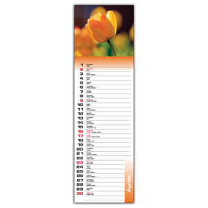 Falinaptár 11x36,6cm, spirálos Virág Csíknaptár, álló, 14 lapos