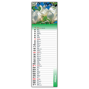 Falinaptár 11x36,6cm, spirálos Virág Csíknaptár, álló, 14 lapos