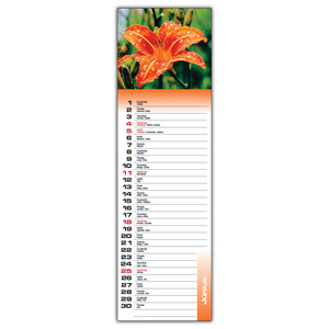Falinaptár 11x36,6cm, spirálos Virág Csíknaptár, álló, 14 lapos