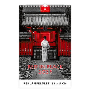 Falinaptár Red in black B4, álló, 23x33 cm, spirálos, 14 lap, képes