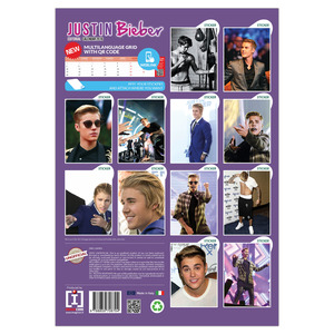 Falinaptár JUSTIN BIEBER 29,7x42 cm, álló, spirálozott, 14 lapos