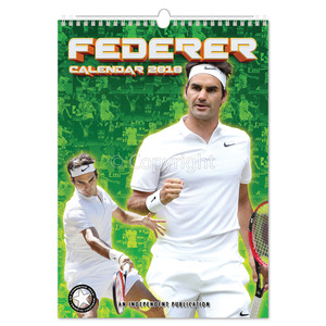 Falinaptár 29,7x42cm, spirálos Federer, álló, 14 lapos