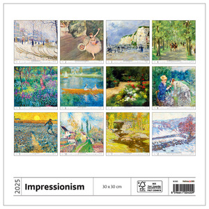 Falinaptár Impressionism DAYLINER 30x30 cm, 14 lap, álló