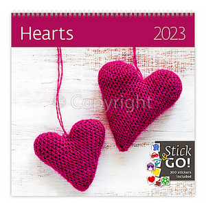 Falinaptár Hearts LP, álló, 30x30/30x60 cm, spirálos, 14 lap, képes