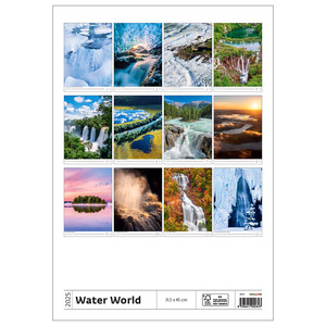 Falinaptár WATERWORLD, álló, 315x450 mm, spirálos, 14 lap, képes