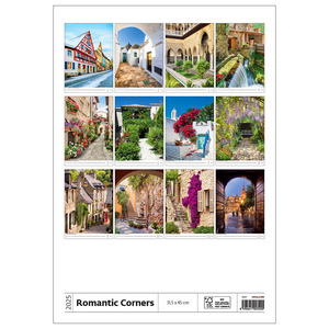 Falinaptár ROMANTIC CORNERS, álló, 315x450 mm, spirálos, 14 lap,
