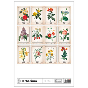 Falinaptár HERBARIUM, álló, 315x450 mm, spirálos, 14 lap, képes