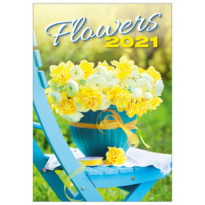 Falinaptár 315x450 mm, álló, Flowers, spirálos, 14 lap, képes