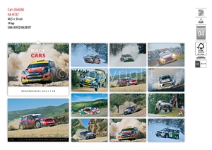 Falinaptár 485x340 mm, fekvő, CARS, spirálos, 14 lap, képes