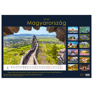 Falinaptár Magyarország B3, 485x340 cm, spirálos, 14 lap, képes