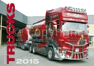 Falinaptár 485x340 mm, fekvő, TRUCKS, spirálos, 14 lapos, képes