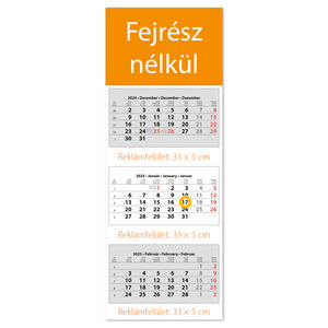 Speditőr naptár 3 tömb, 3 havi DAYLINER, Fejrész nélkül