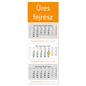 Speditőr naptár 3 tömb, 3 havi DAYLINER, Fejrész üres