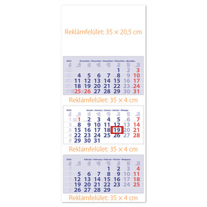 Speditőr naptár 3 tömb, 3 havi Maxi Club Fejrész üres