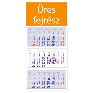 Speditőr naptár 3 tömb, 3 havi Medium Club, Fejrész üres