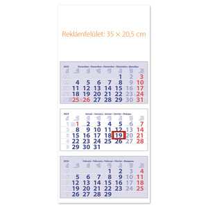 Speditőr naptár 3 tömb, 3 havi Medium Club, Fejrész üres