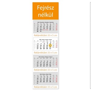 Speditőr naptár 4 tömb, 4 havi DAYLINER, Fejrész üres
