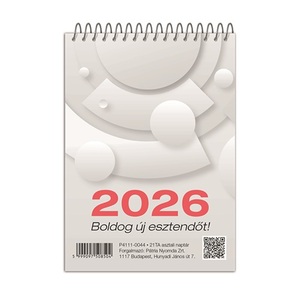 Asztali naptár 21TA, 2026. év, álló, heti, hátlap nélkül, 54 lap, fehér