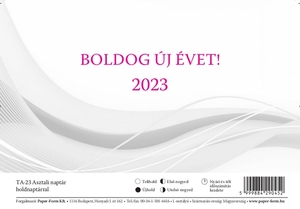 Asztali naptár 23TA, 2023. év! álló, heti, hátlap nélkül, 54 lap, fehér