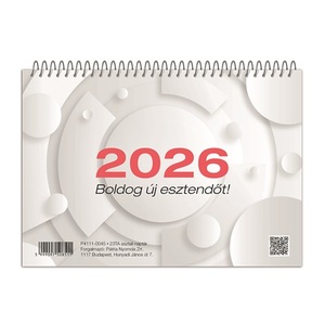 Asztali naptár 23TA, 2026. év, álló, heti, hátlap nélkül, 54 lap, fehér