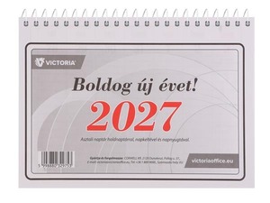 Asztali napt&aacute;r 23TA, 2027. &eacute;v, &aacute;ll&oacute;, heti, h&aacute;tlap n&eacute;lk&uuml;l, 54 lap, feh&eacute;r