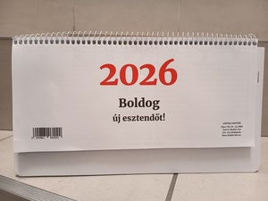 Asztali naptár 24TA, 2026. év, álló, heti, hátlap nélkül, 54 lap, fehér
